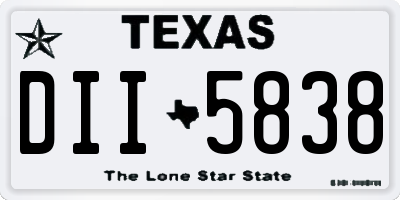 TX license plate DII5838