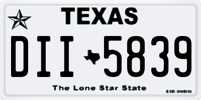 TX license plate DII5839