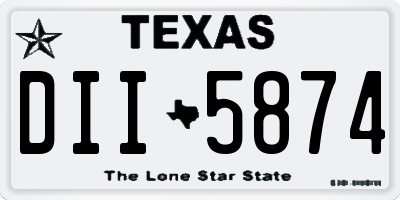 TX license plate DII5874