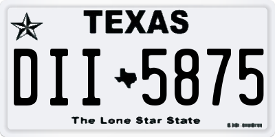 TX license plate DII5875