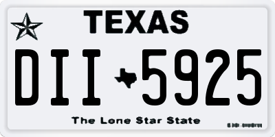TX license plate DII5925