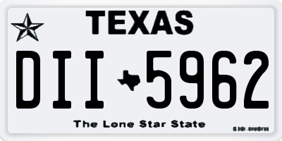 TX license plate DII5962