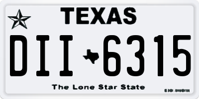 TX license plate DII6315
