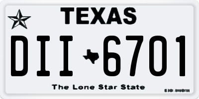 TX license plate DII6701
