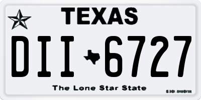 TX license plate DII6727