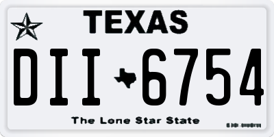TX license plate DII6754