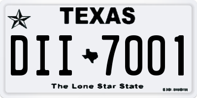 TX license plate DII7001