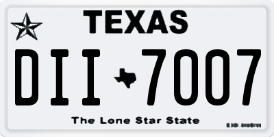 TX license plate DII7007
