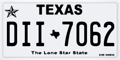 TX license plate DII7062