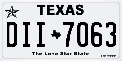 TX license plate DII7063