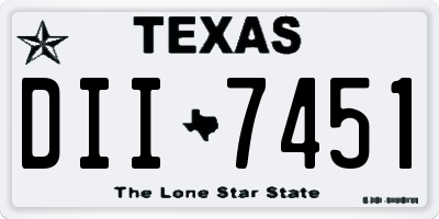 TX license plate DII7451