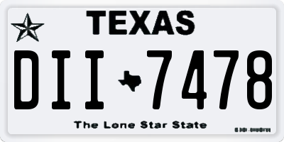 TX license plate DII7478