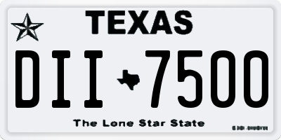 TX license plate DII7500