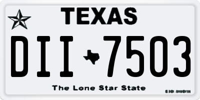 TX license plate DII7503