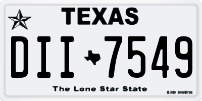 TX license plate DII7549