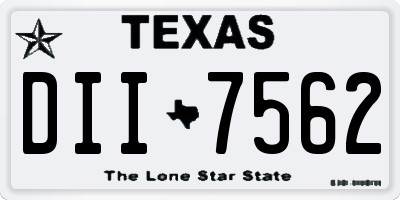 TX license plate DII7562