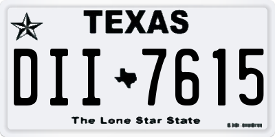 TX license plate DII7615
