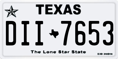 TX license plate DII7653