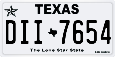 TX license plate DII7654