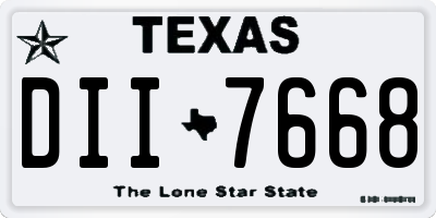 TX license plate DII7668