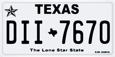 TX license plate DII7670
