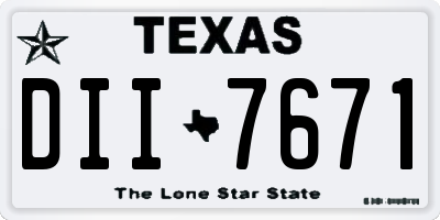 TX license plate DII7671