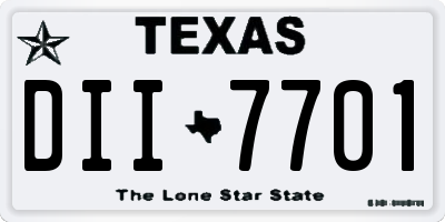 TX license plate DII7701