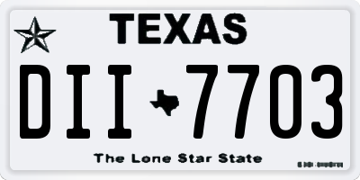 TX license plate DII7703