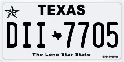 TX license plate DII7705