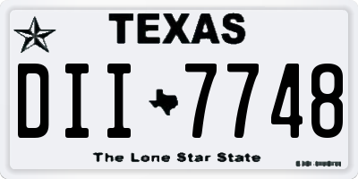 TX license plate DII7748