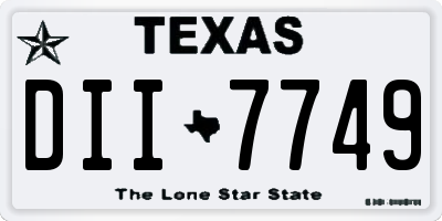 TX license plate DII7749