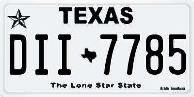 TX license plate DII7785