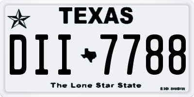 TX license plate DII7788