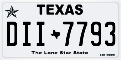 TX license plate DII7793