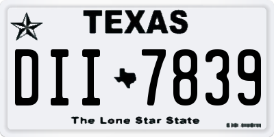 TX license plate DII7839