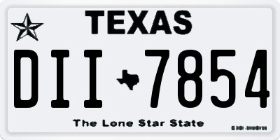 TX license plate DII7854