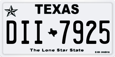 TX license plate DII7925