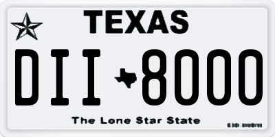 TX license plate DII8000