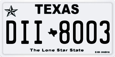 TX license plate DII8003