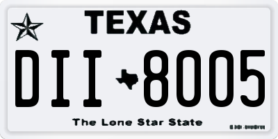 TX license plate DII8005