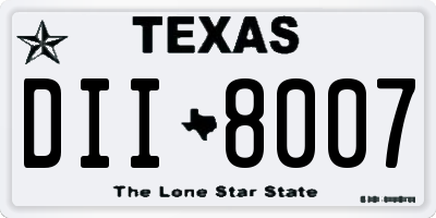 TX license plate DII8007