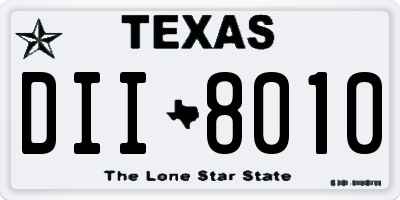 TX license plate DII8010