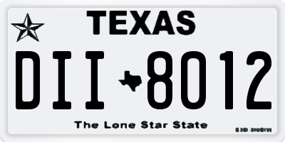 TX license plate DII8012