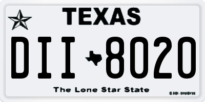 TX license plate DII8020