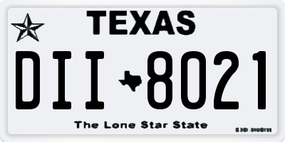 TX license plate DII8021