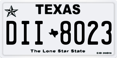 TX license plate DII8023