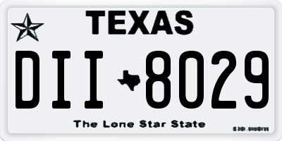 TX license plate DII8029
