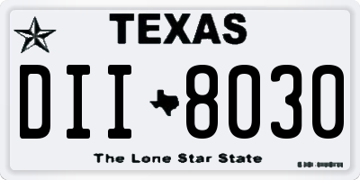 TX license plate DII8030