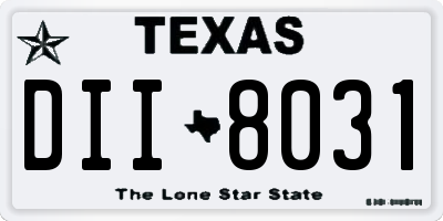 TX license plate DII8031