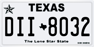 TX license plate DII8032